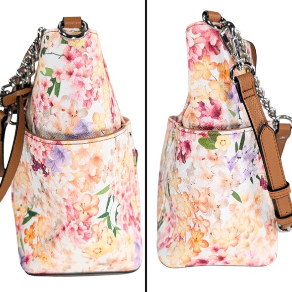 Dana Buchman White Floral PVC Faux Leather Julia 2-Way Tote Crossbody - Picture 4 of 12